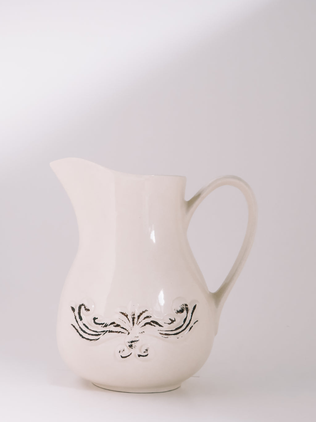 Stor kande med relief | Creme