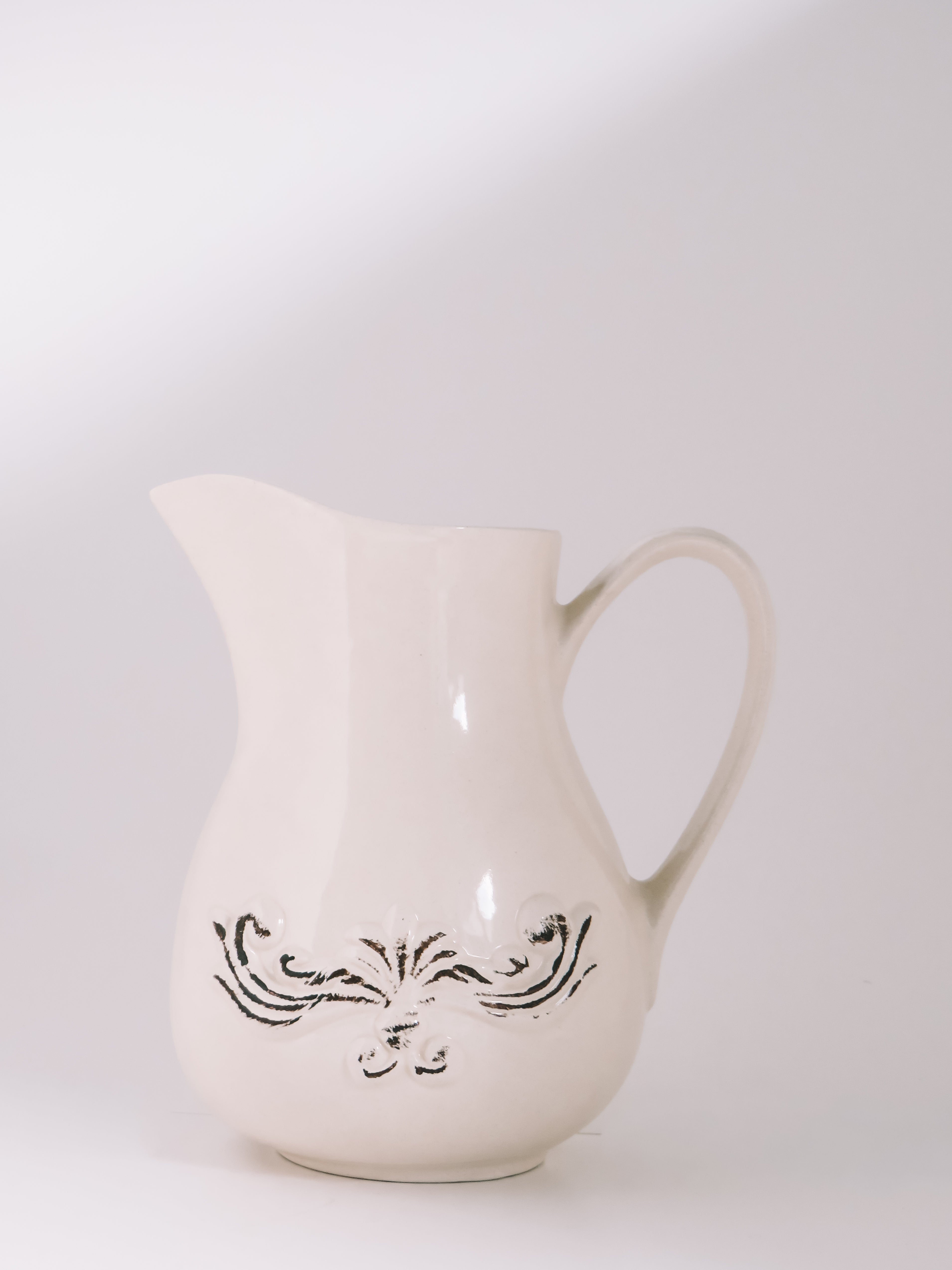 Stor kande med relief | Creme