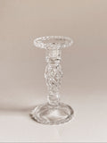 Vintage lysestage i presset glas | Diamant mønster