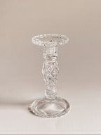 Vintage lysestage i presset glas | Diamant mønster