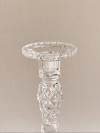 Vintage lysestage i presset glas | Diamant mønster