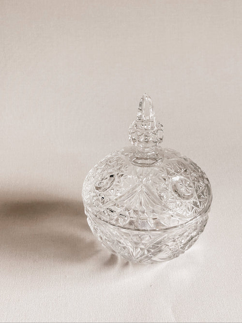 Vintage krystalbonbonnière | Stjerneknop & spids topknop