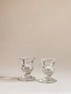 Vintage lysestager i glas | Par i urneform