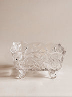Vintage glasskål med fod | Blomstermønster