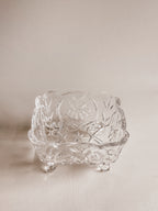 Vintage glasskål med fod | Blomstermønster