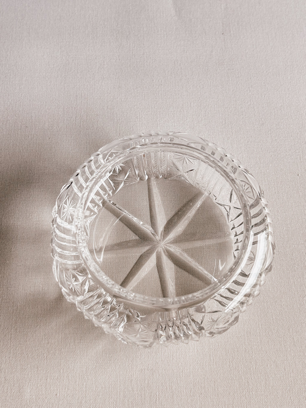Vintage Crystal Trinket Dish | Starburst Pattern