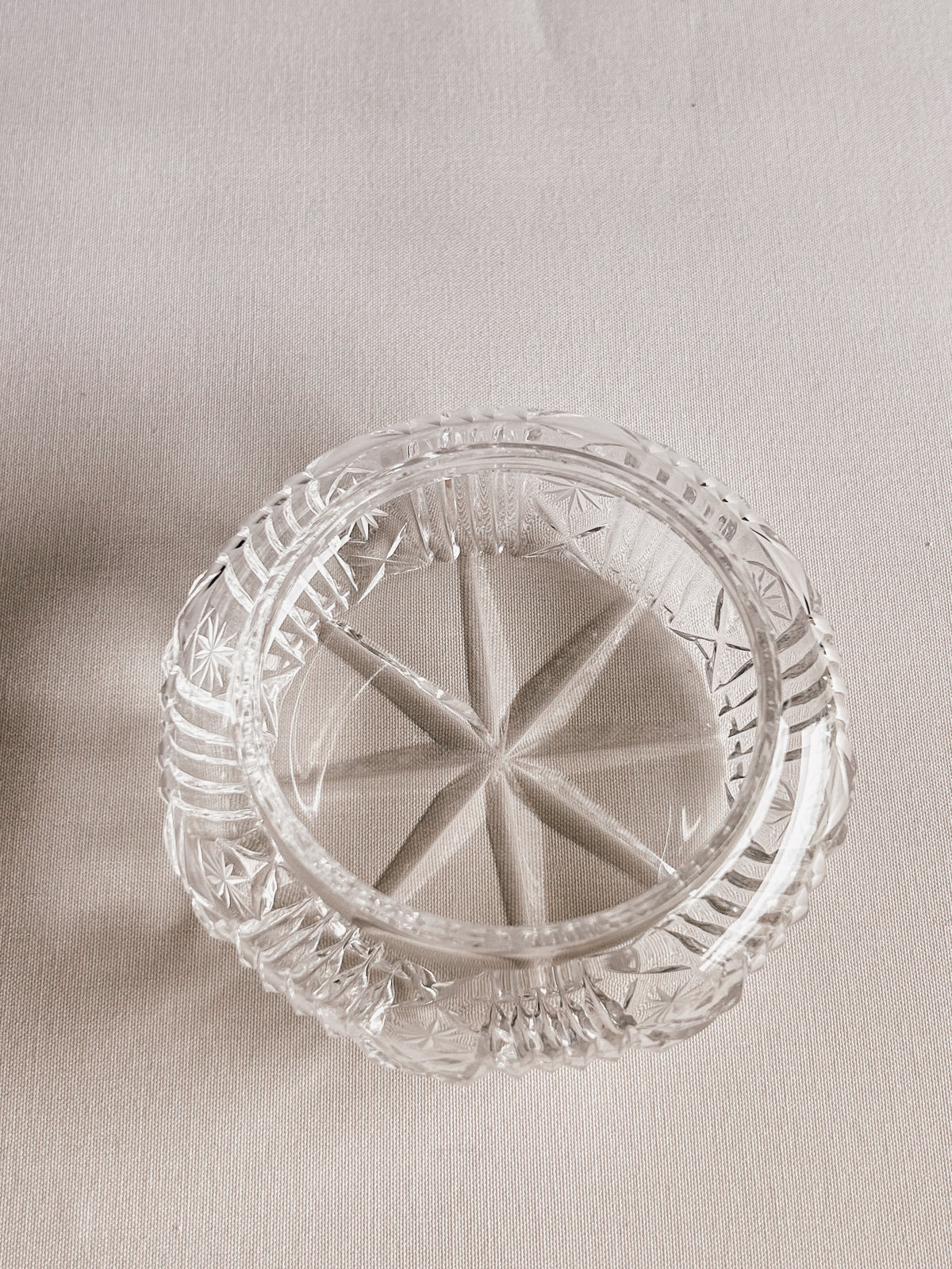 Vintage Crystal Trinket Dish | Starburst Pattern