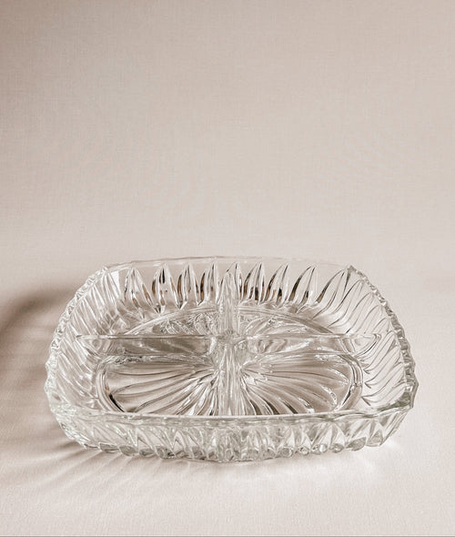 Vintage italiensk serveringsfad i glas | Solstrålemønster