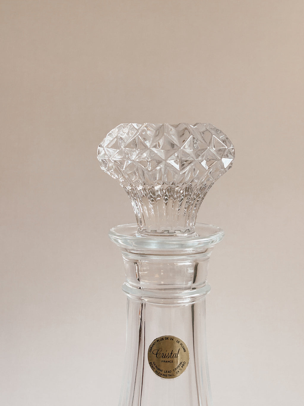 Vintage fransk Cristal d'Arques karaffel | Rillet krystaldesign