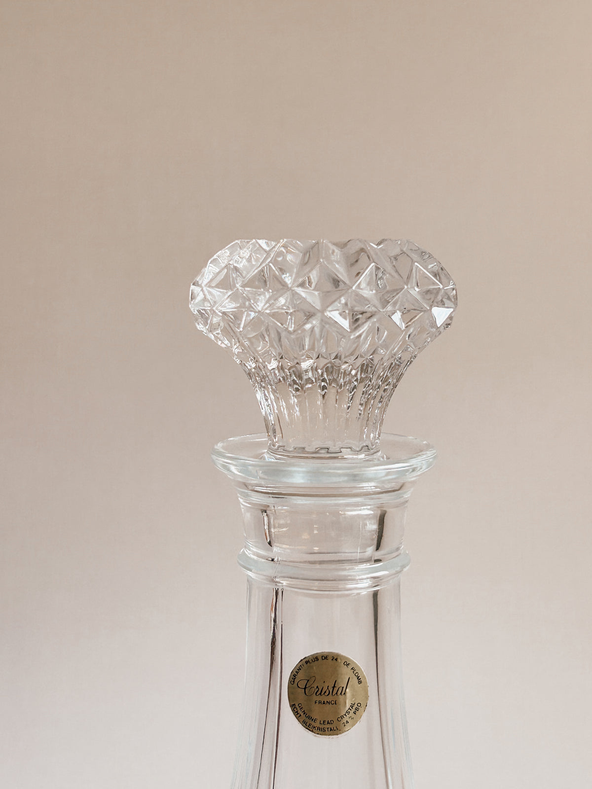 Vintage fransk Cristal d'Arques karaffel | Rillet krystaldesign