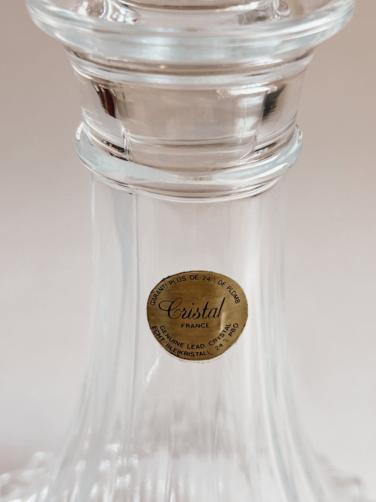 Vintage fransk Cristal d'Arques karaffel | Rillet krystaldesign