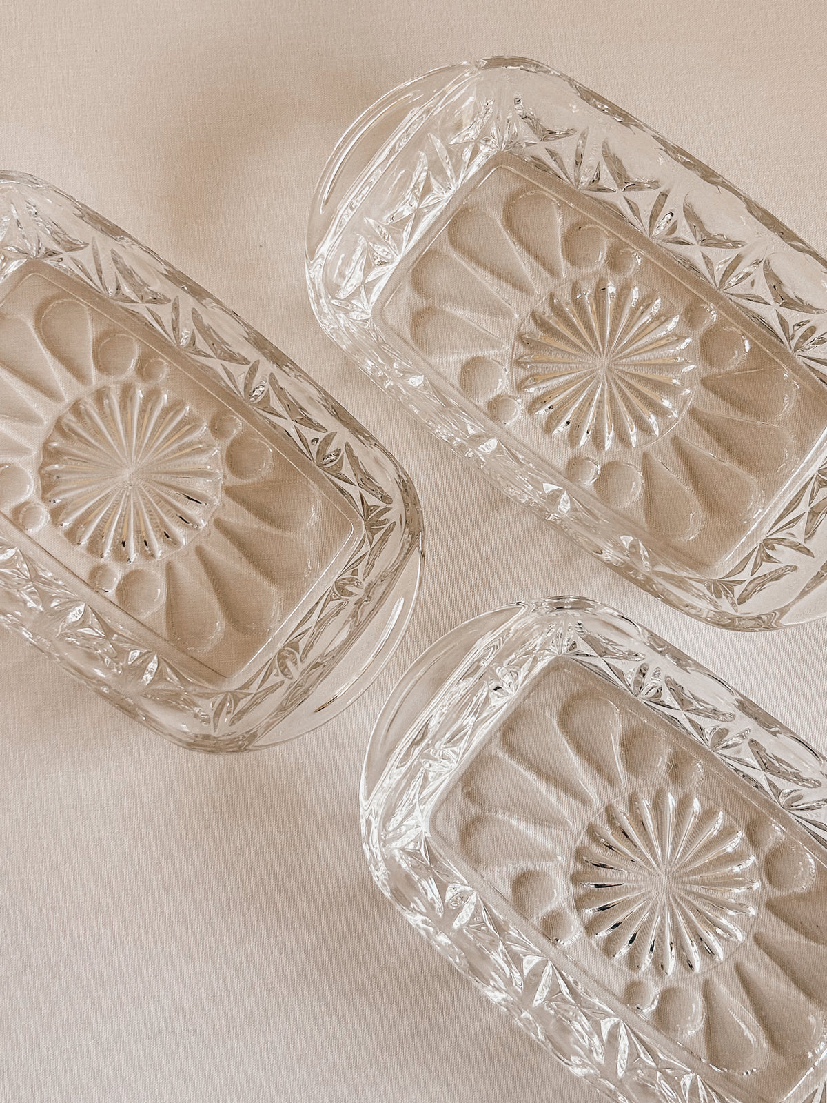 Vintage Crystal Serving Dishes | Starburst Pattern – Set of Three