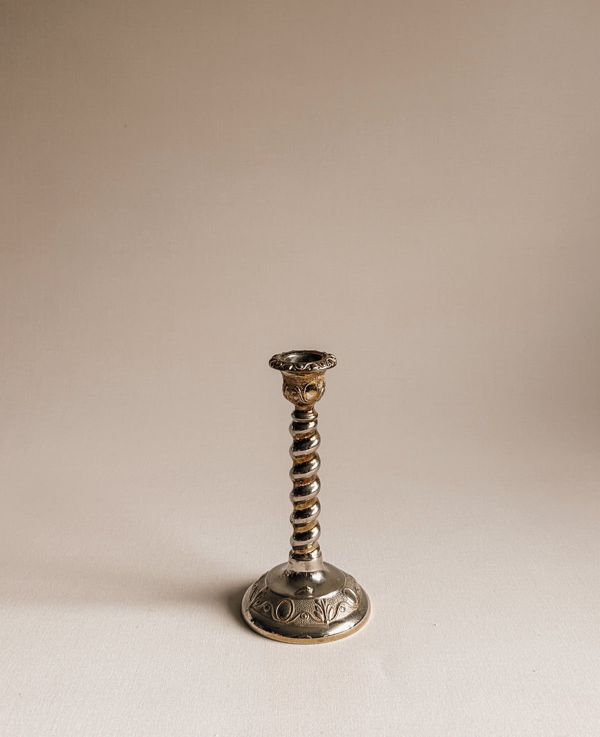 Vintage English Candlestick | Ornate Twisted Stem