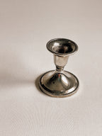 Vintage Silver-Tone Candlestick | Beaded Detail