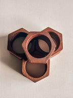 Vintage Hexagonal Teak Napkin Rings | Set of Eight