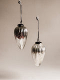 Hand-Blown Silver Glass Teardrop Ornaments | Set of Two