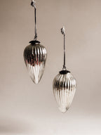 Hand-Blown Silver Glass Teardrop Ornaments | Set of Two