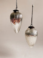 Hand-Blown Silver Glass Teardrop Ornaments | Set of Two