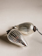 Hand-Blown Silver Glass Teardrop Ornaments | Set of Two