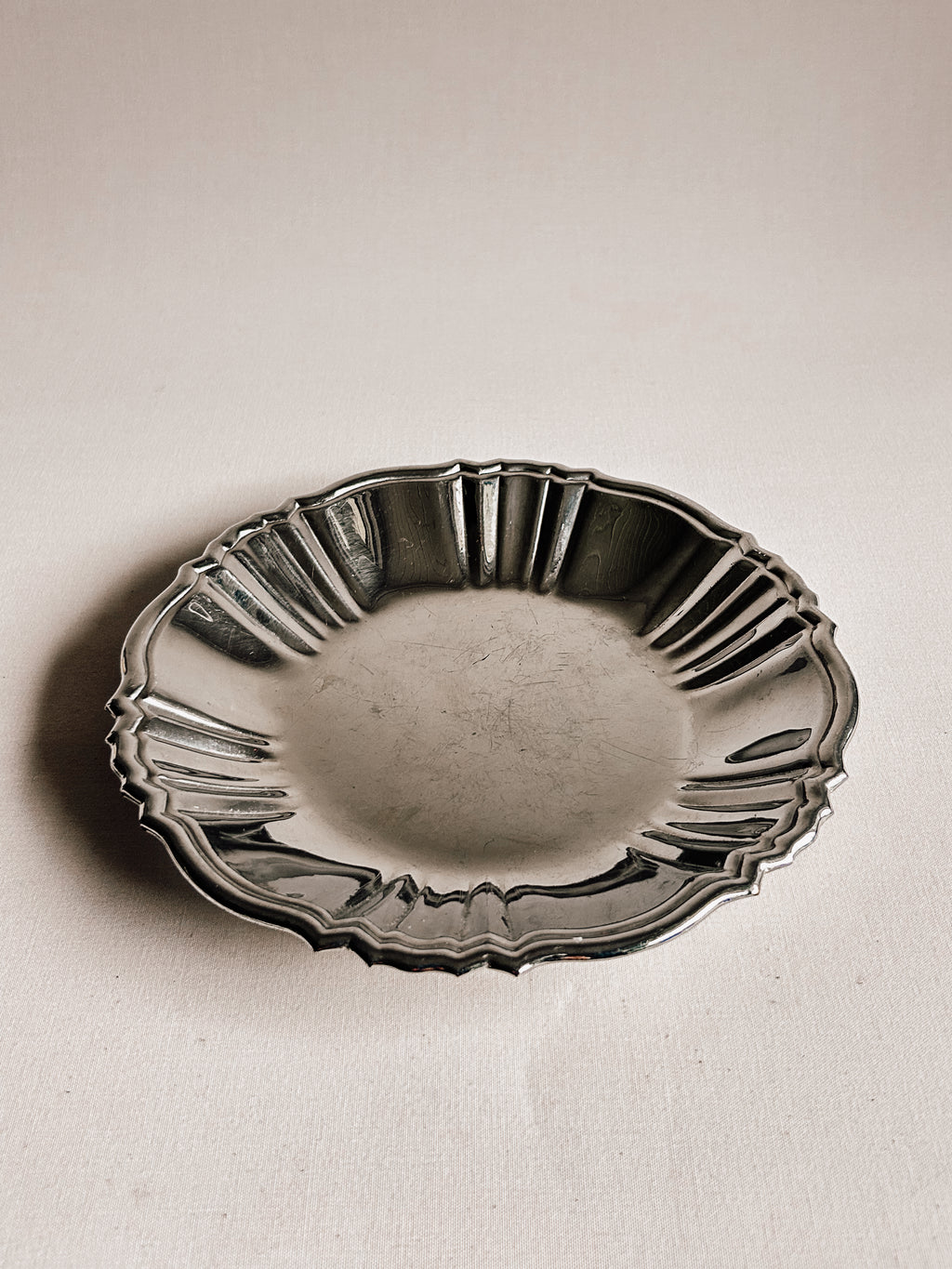 Vintage sølvbelagt skål | Dansk rillet design