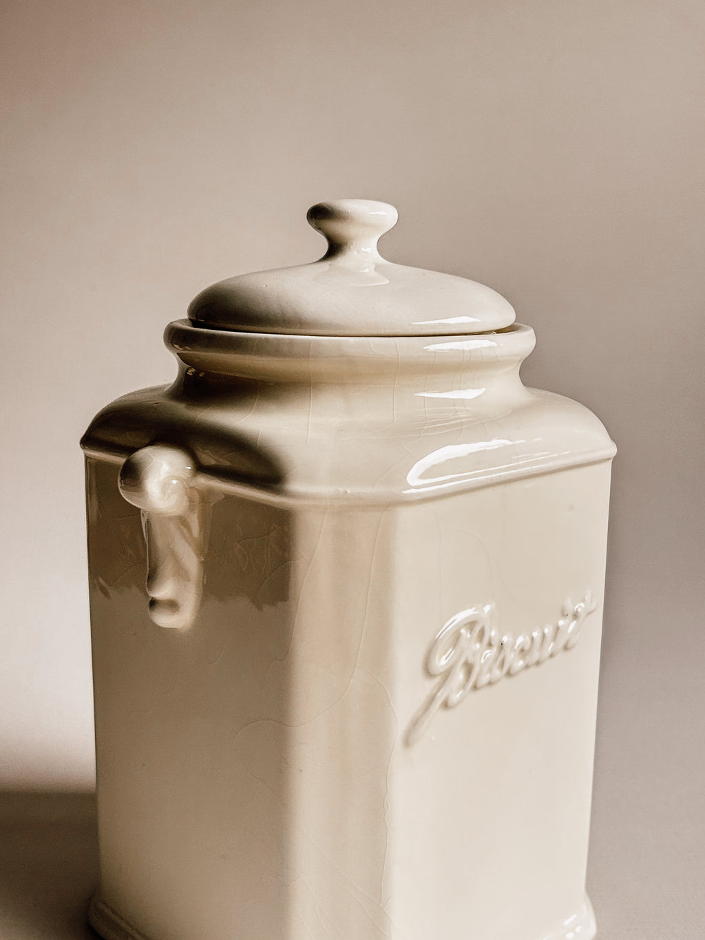 Vintage kiksglas i keramik | Cremehvid